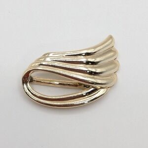 Piscitelli Vintage Gold Tone Ribbed Wing Scarf Clip Slide 1.75 Inch Accessory